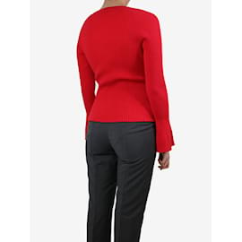 Diane Von Furstenberg-Top rouge à manches évasées côtelées - taille XS-Rouge