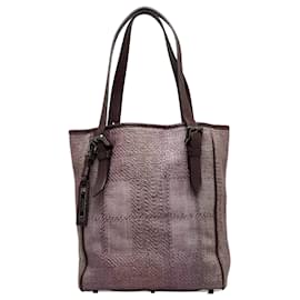 Burberry-Burberry Purple Woven Canvas Tote-Purple