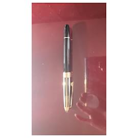 Montblanc-Gold-plated Ball rollerball pen and black resin-Black