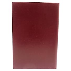 Hermès-VINTAGE HERMES DIARY COVER IN BOX BORDEAUX BURGUNDY LEATHER DIARY COVER-Dark red