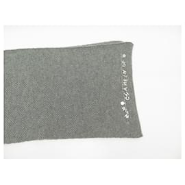 Chanel-NEW CHANEL CHARM LOGO SCARF IN GRAY CASHMERE GRAY CASHMERE SCARF-Grey