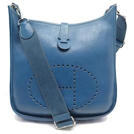 Hermès-HERMES EVELYNE III HANDBAG 33 GM IN BLUE TOGO LEATHER BLUE HAND BAG BOX-Blue