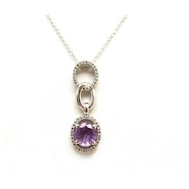 Mauboussin-NEW MAUBOUSSIN NECKLACE REALLY YOU 42 CM IN AMETHYST WHITE GOLD AND DIAMONDS-Silvery