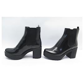 Prada-NEW PRADA CALZATURE DONNA ANKLE BOOTS 1T873H LEATHER 38.5 Item 39 FR ANKLE BOOTS-Black