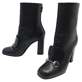 Gucci-GUCCI BOOTS AND VAMP 363804 38.5Item 39.5FR BLACK LEATHER BLACK BOOTS-Black