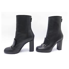 Gucci-GUCCI BOOTS AND VAMP 363804 38.5Item 39.5FR BLACK LEATHER BLACK BOOTS-Black