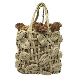 NEW JAMIN PUECH HANDBAG IN MACRAME RAPHIA HAND BAG TOTE Beige