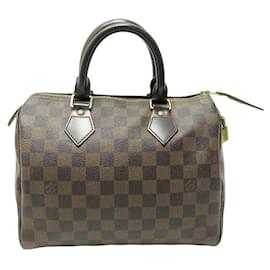 Louis Vuitton-Louis Vuitton Speedy Handbag 25 DAMIER EBONY CLOTH N41532 PURSE HANDBAG-Brown