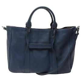 Longchamp-LONGCHAMP Handbag 3D MEDIUM L1285770729 BLUE LEATHER HAND BAG-Navy blue