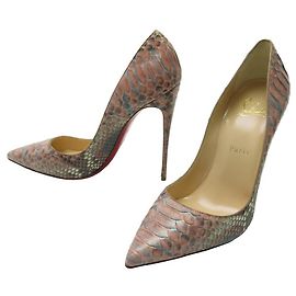 NEUF CHAUSSURES CHRISTIAN LOUBOUTIN SO KATE ROSETTE 38 CUIR PYTHON SHOES Rose