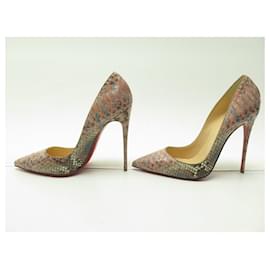 Christian Louboutin-NEW CHRISTIAN LOUBOUTIN SO KATE ROSETTE SHOES 38 LEATHER PYTHON SHOES-Pink