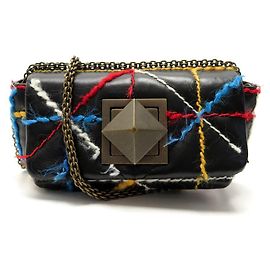 NOVA BOLSA DE COURO ACOLCHOADO SONIA RYKIEL LE COAIN LE CLO 878-17h Bolsa Preto