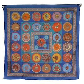 Hermès-NEW HERMES BELLES OF MEXICO VIRGINIA JAMIN CARRE SCARF 65 COTTON SCARF-Blue
