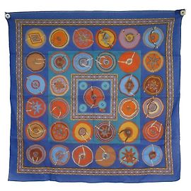Hermès NUOVA SCIARPA HERMES BELLES DEL MESSICO VIRGINIA JAMIN CARRE 65 Sciarpa di cotone Blu