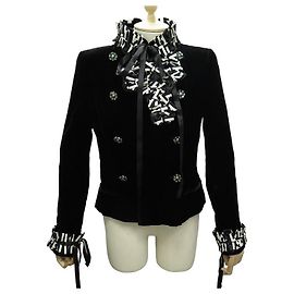 GIACCA PETTO foderata NEW CHANEL CON COLLO A NASTRO P33674V11687 M 40 Giacca Nero