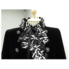 Chanel-NEW CHANEL lined BREASTED JACKET WITH RIBBON COLLAR P33674V11687 M 40 jacket-Black