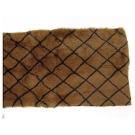Chanel-NEW CHANEL SCARF QUILTED RABBIT FUR PATTERN QUILTED RABBIT FUR SCARF-Brown
