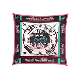 Hermès-HERMES JEUX D’OMBRES SQUARE SCARF IN SQUARE SILK JERSEY 90 CM SILK SCARF-Pink