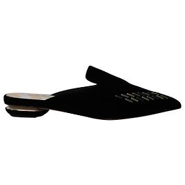 Mules planos Nicholas Kirkwood Beya de terciopelo negro Negro