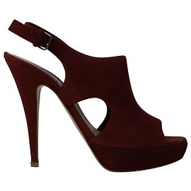 Décolleté Open Toe di Miu Miu in camoscio bordeaux Rosso Bordò
