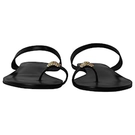 Autre Marque-Porte & Paire Crystal-Embellished Sandals in Black Leather-Black