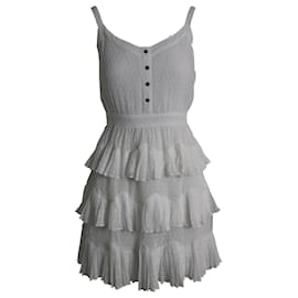 Maje-Mini-robe étagée sans manches Maje en polyester blanc-Blanc