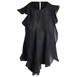 Isabel Marant-Isabel Marant Flounced Asymmetric Top in Black Silk-Black