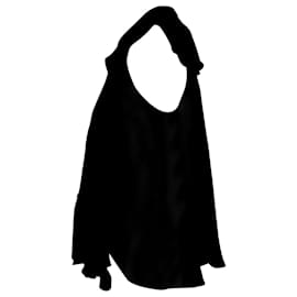Isabel Marant-Isabel Marant Top asimétrico con volantes en seda negra-Negro
