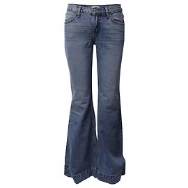 RE/done Bell-Bottom Jeans in Blue Cotton Denim Blue