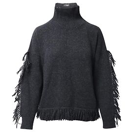 Suéter Weekend Max Mara Benny com franjas em lã cinza Cinza