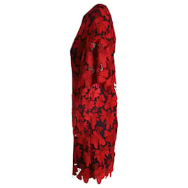 Tory Burch-Tory Burch Nicola Lace Mini Dress in Red Polyester-Red