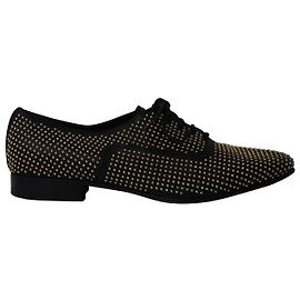 Saint Laurent Studded Accents Oxfords in Black Leather Black