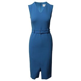 Hugo Boss Boss Dadorina Midikleid mit Gürtel aus blauem Polyester Blau