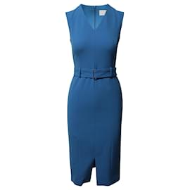 Hugo Boss-Vestido Midi Boss Dadorina com Cinto em Poliéster Azul-Azul