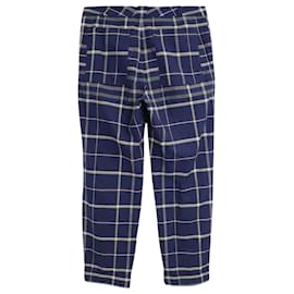 Autre Marque-Stine Goya Checked Trousers in Navy Blue Cotton-Blue,Navy blue