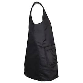 Ganni-Ganni gestepptes Minikleid mit aufgesetzten Taschen aus schwarzem recyceltem Polyamid-Schwarz