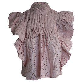 Blusa con bordado inglés Ganni de algodón rosa Rosa