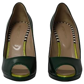 Sergio Rossi-Sergio Rossi Peep Toe Pumps in Green Patent Leather-Green