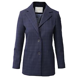 Maje-Maje Plaid Blazer Jacket in Navy Blue Polyester-Blue,Navy blue