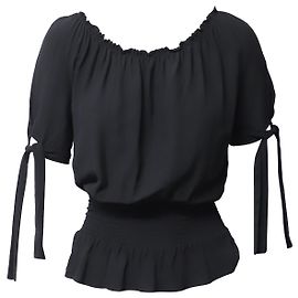 Maje Top Shirred em Viscose Preta Preto