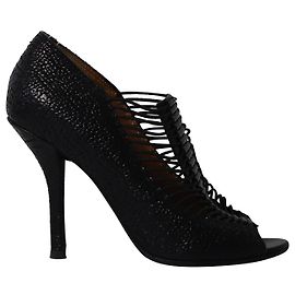 Botas Givenchy Spazz Peep Toe em couro preto Preto