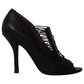 Givenchy-Givenchy Spazz Peep Toe Booties in Black Leather-Black