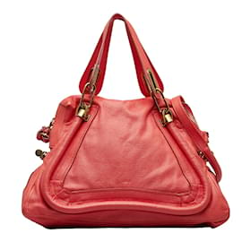 Chloé-Leather Paraty Shoulder Bag-Pink