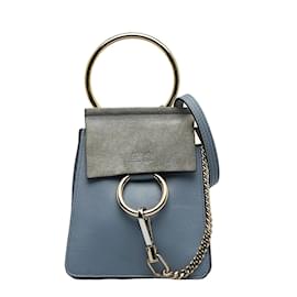 Chloé-Chloe Suede Mini Faye Crossbody Bag Leather Crossbody Bag in Good condition-Blue