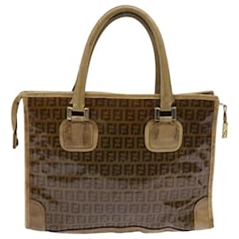 Fendi-FENDI Zucchino Canvas Tote Bag Brown Auth ep1903-Brown