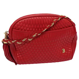 Bally-BALLY Quilted Chain Shoulder Bag Leather Red Auth am5028-Red