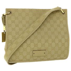 GUCCI GG Canvas Shoulder Bag Beige 91762 Auth ep1900 Beige