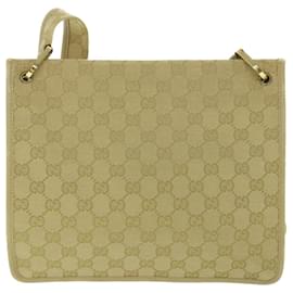 Gucci-GUCCI GG Canvas Shoulder Bag Beige 91762 Auth ep1900-Beige