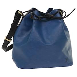 Louis Vuitton-LOUIS VUITTON Epi Petit Noe Shoulder Bag Bicolor Black Blue M44152 auth 54171-Black,Blue