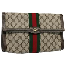 Gucci-GUCCI GG Canvas Web Sherry Line Handtasche Beige Rot 41 014 3087 30 Auth ep1883-Rot,Beige
